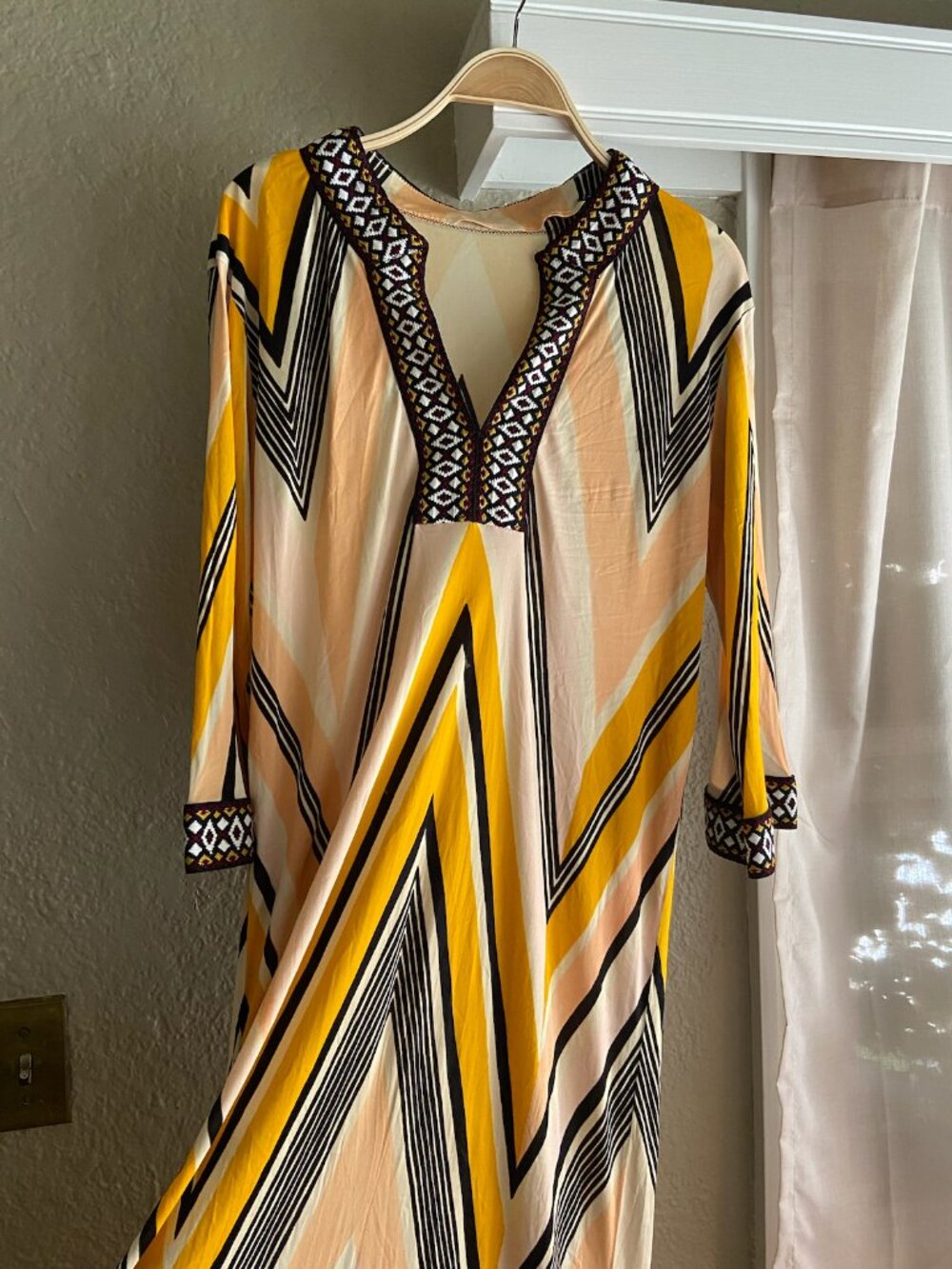 1970s geometric maxi dress